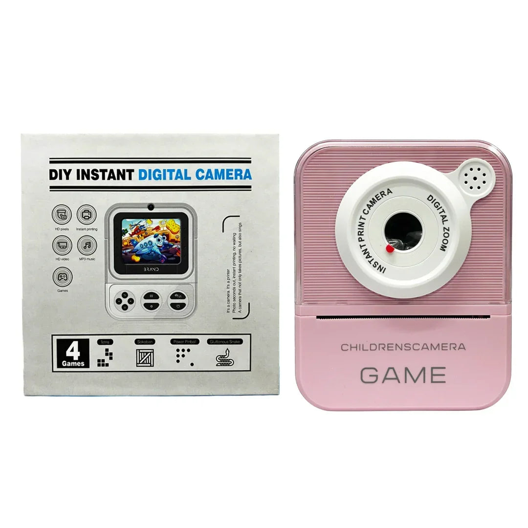 Print Camera - DIY Instant Digital Camera - Thermal Paper Printing Photo For Kids (pink) - Jaiman Toys