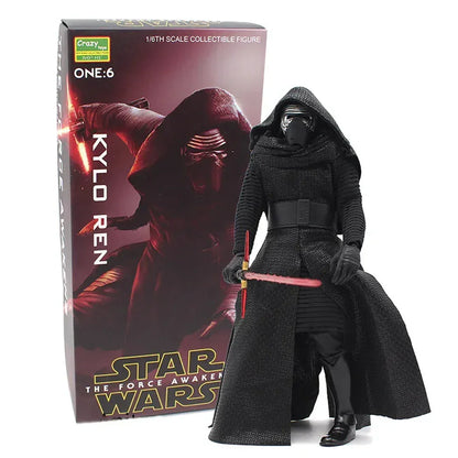 Kylo Ren Star Wars action figure with red lightsaber and collectible display box