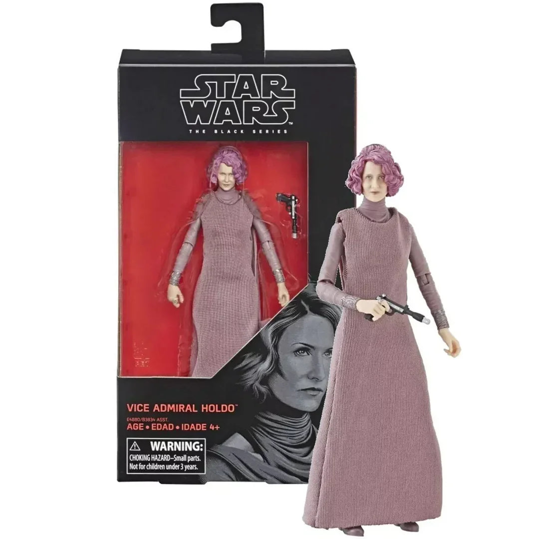 Star Wars The Black Series Vice Admiral Holdo action figure in box with accessory blaster