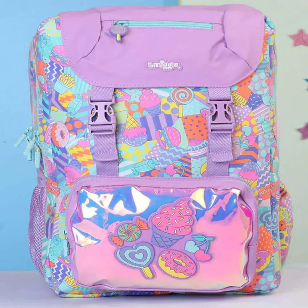 Smiggle School Bags Away Foldover Backpack – Lilac | Fun & Functional for Kids 3Y+ - Jaiman Toys
