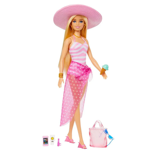 Blonde Barbie Doll: Swimsuit and Beach-Themed Accessories - Jaiman Toys