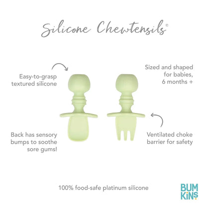 Bumkins Silicone Chewtensils Green for Toddlers - Jaiman Toys