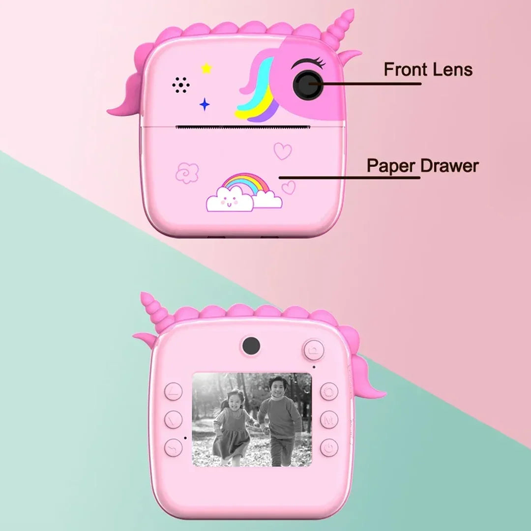 Instant Print Camera for Kids Digital Camera for Kids with Print Paper Photo Printer Camera for Kids 50M Pixel 2.4"inch Screen MP3 Player Video Recording (unicorn) - Jaiman Toys