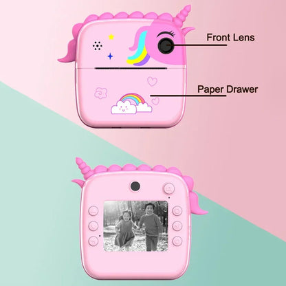 Instant Print Camera for Kids Digital Camera for Kids with Print Paper Photo Printer Camera for Kids 50M Pixel 2.4"inch Screen MP3 Player Video Recording (unicorn) - Jaiman Toys