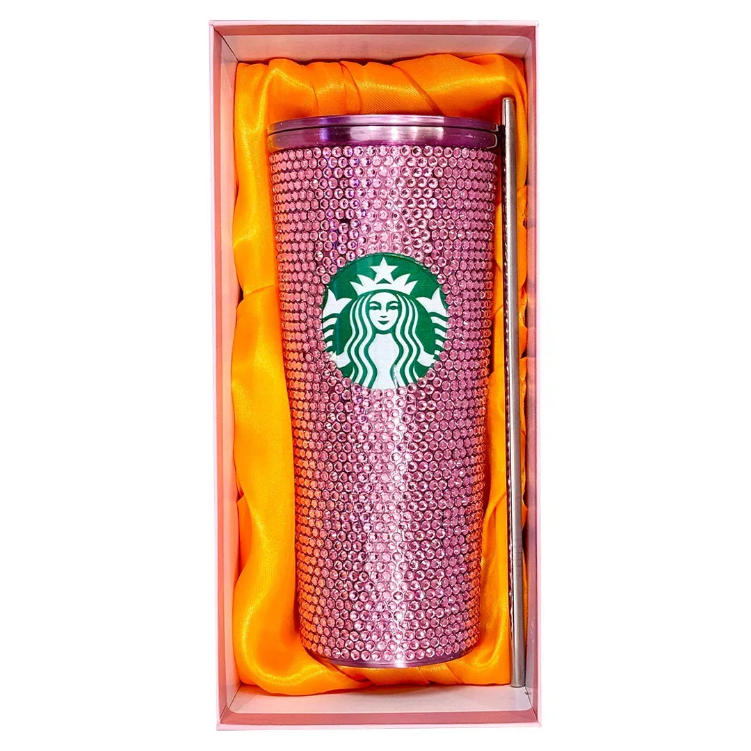 Starbucks Rhinestone Emerald Stainless Tumbler 24 OZ | 510 ML (Pink) - Jaiman Toys