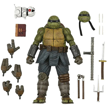 Teenage Mutant Ninja Turtles action figure with weapons, alternate head, pet, and accessories