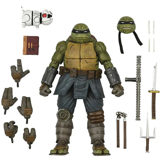 Teenage Mutant Ninja Turtles action figure with weapons, alternate head, pet, and accessories