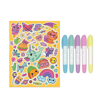 Junior Kaleidoscope Too Cute Colouring Kit- 50 Stickers and 5 Markers Age 3+ - Jaiman Toys