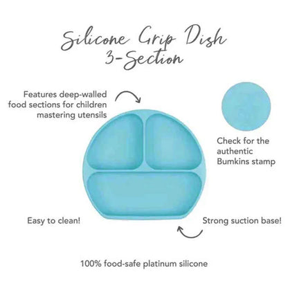 Bumkins Silicone Grip Dish Blue for Toddlers - Jaiman Toys