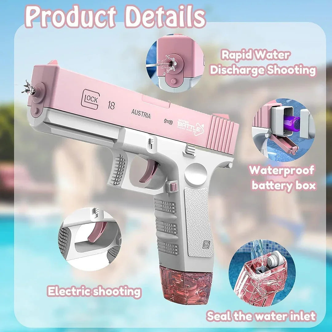 Electric Water Pistol, Automatic Water Gun,with Large Capacity, Holi Water Gun with Long Range, Electric Water Pistol for Children - Jaiman Toys
