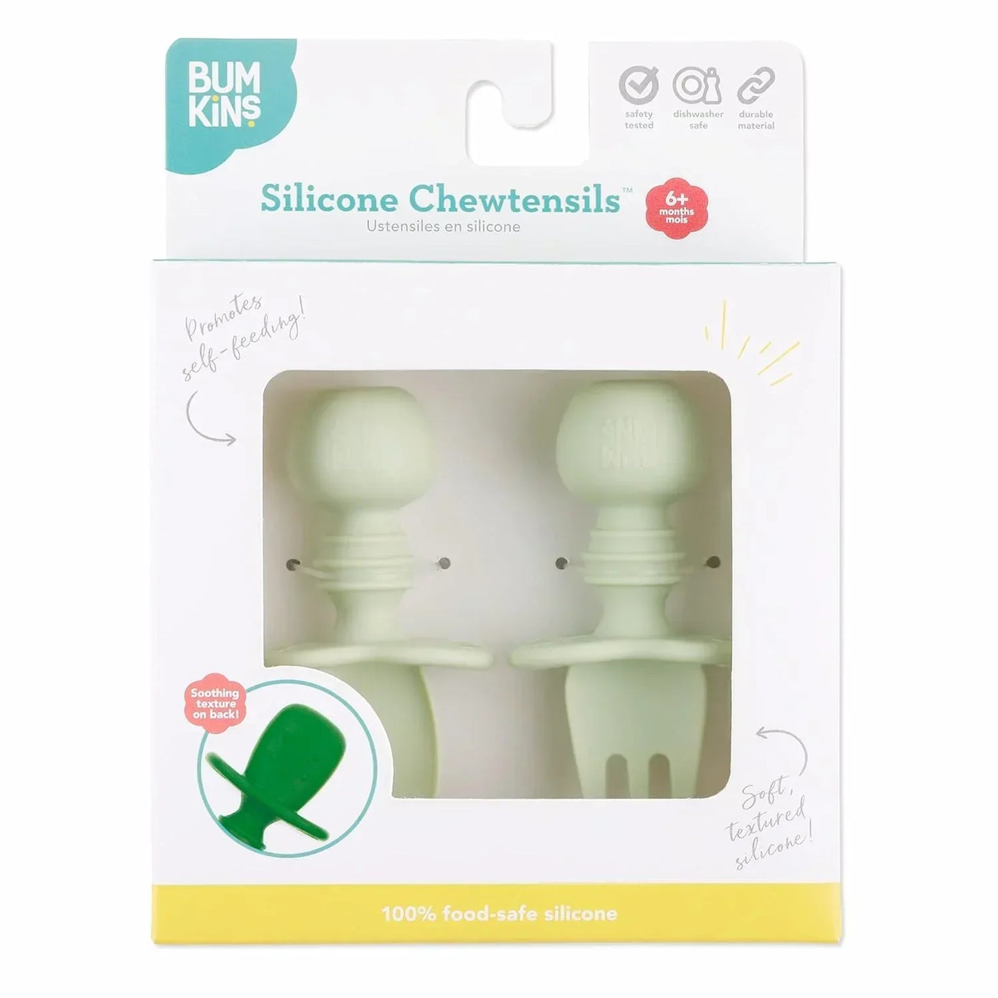 Bumkins Silicone Chewtensils Green for Toddlers - Jaiman Toys