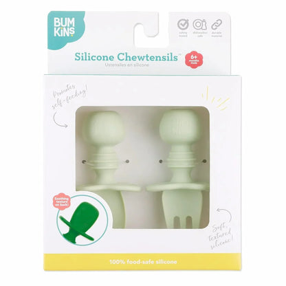 Bumkins Silicone Chewtensils Green for Toddlers - Jaiman Toys