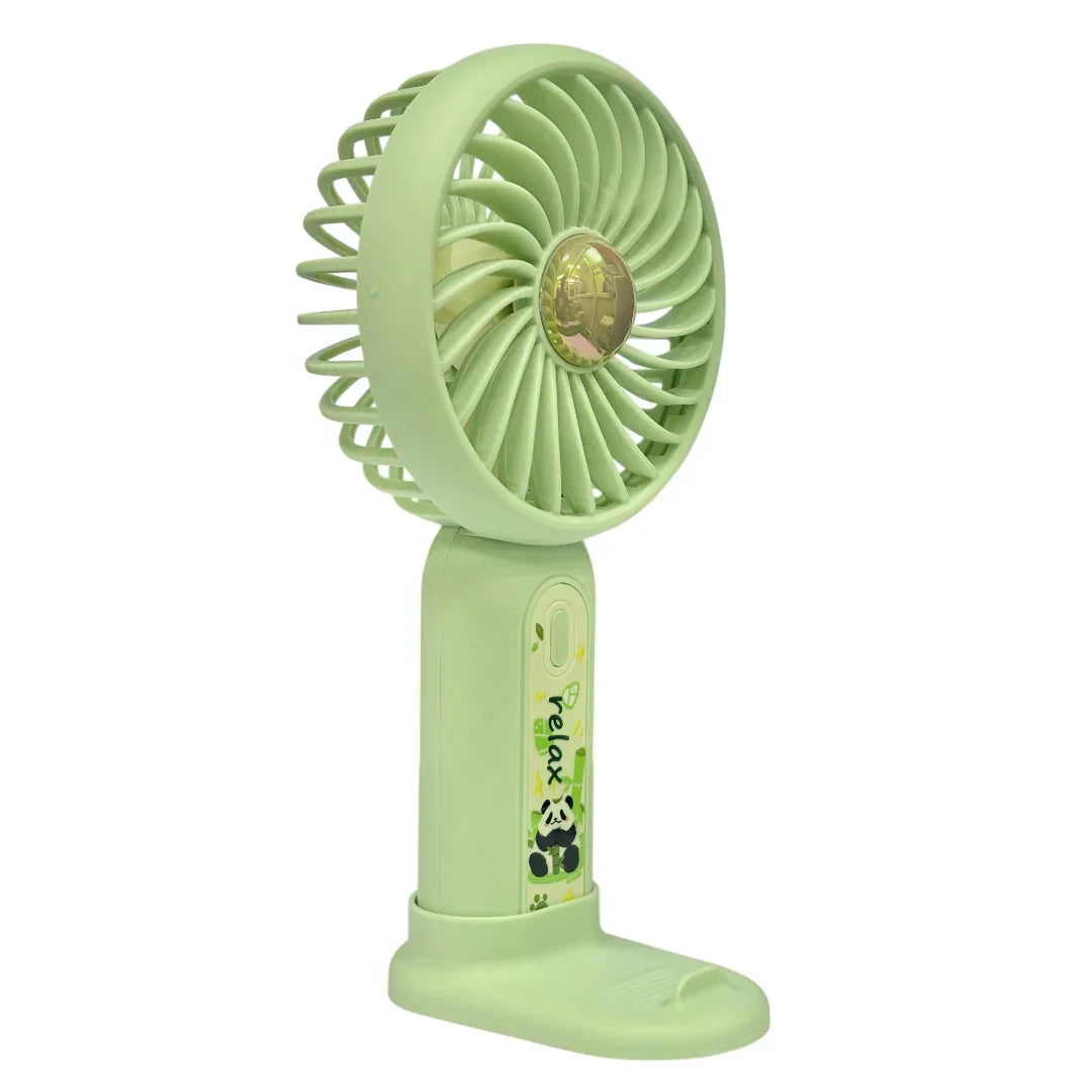 Mint Milk Peach Desktop Fan Mini Handheld Small Fan for Home, School USB Rechargeable & Portable Fan (Green) - Jaiman Toys
