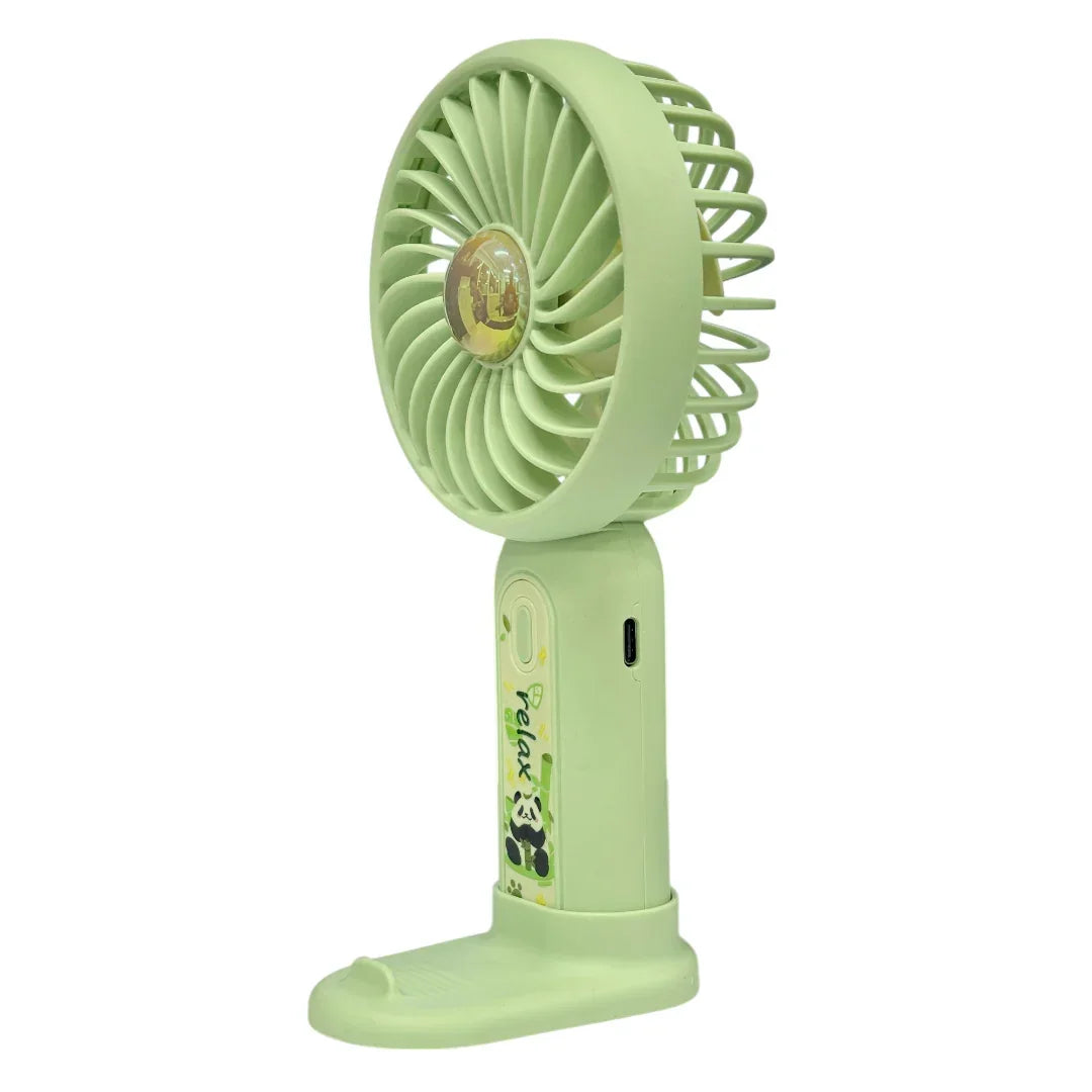 Mint Milk Peach Desktop Fan Mini Handheld Small Fan for Home, School USB Rechargeable & Portable Fan (Green) - Jaiman Toys