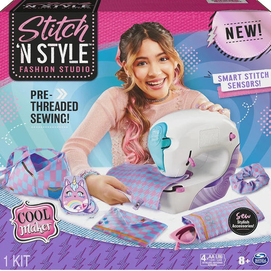 Cool Maker, Stitch ‘N Style Fashion Studio, Pre-Threaded Sewing Machine Toy with Fabric and Water Transfer Prints, Arts & Crafts Kids Toys - Jaiman Toys