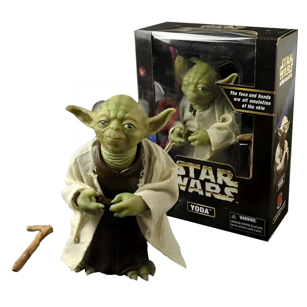 Yoda Star Wars collectible action figure with box and staff, detailed toy for kids and collectors