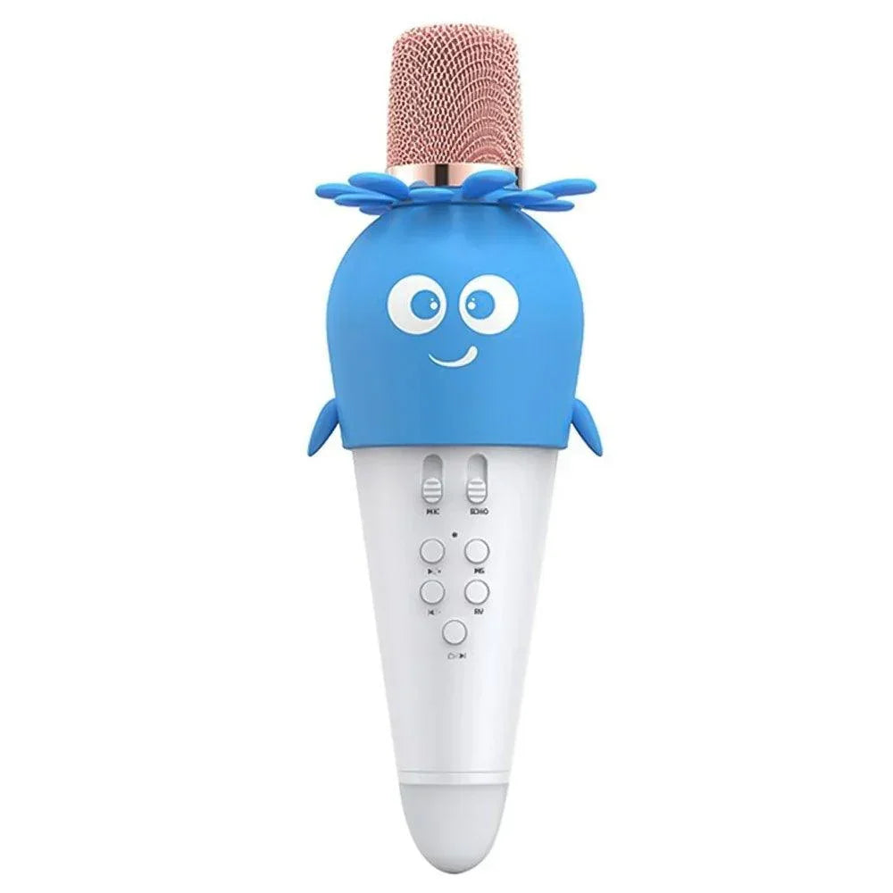 Wireless Bluetooth Karaoke Microphone, Portable 4D Stereo Mircophone with LED 7 Colorful Light, Intelligent Sound Repair Mic Speaker (Blue) - Jaiman Toys