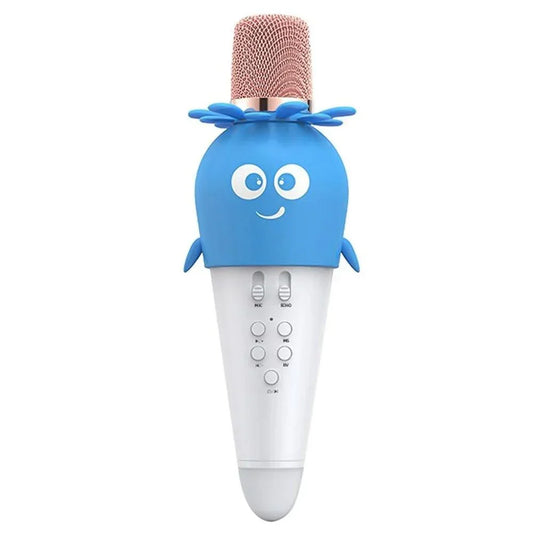 Wireless Bluetooth Karaoke Microphone, Portable 4D Stereo Mircophone with LED 7 Colorful Light, Intelligent Sound Repair Mic Speaker (Blue) - Jaiman Toys