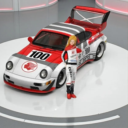 BSC 1:64 Porsche RWB 964 Racing #100  SCALE DIECAST CAR  MODEL BY BSC MODEL– ( WITH FIGURE )