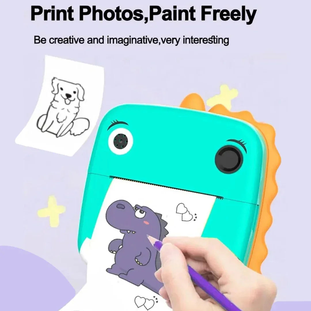 Instant Print Camera for Kids Digital Camera for Kids with Print Paper Photo Printer Camera for Kids 50M Pixel 2.4"inch Screen MP3 Player Video Recording (Dinosaur) - Jaiman Toys