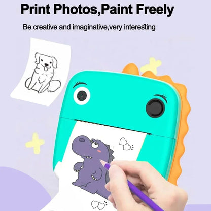 Instant Print Camera for Kids Digital Camera for Kids with Print Paper Photo Printer Camera for Kids 50M Pixel 2.4"inch Screen MP3 Player Video Recording (Dinosaur) - Jaiman Toys