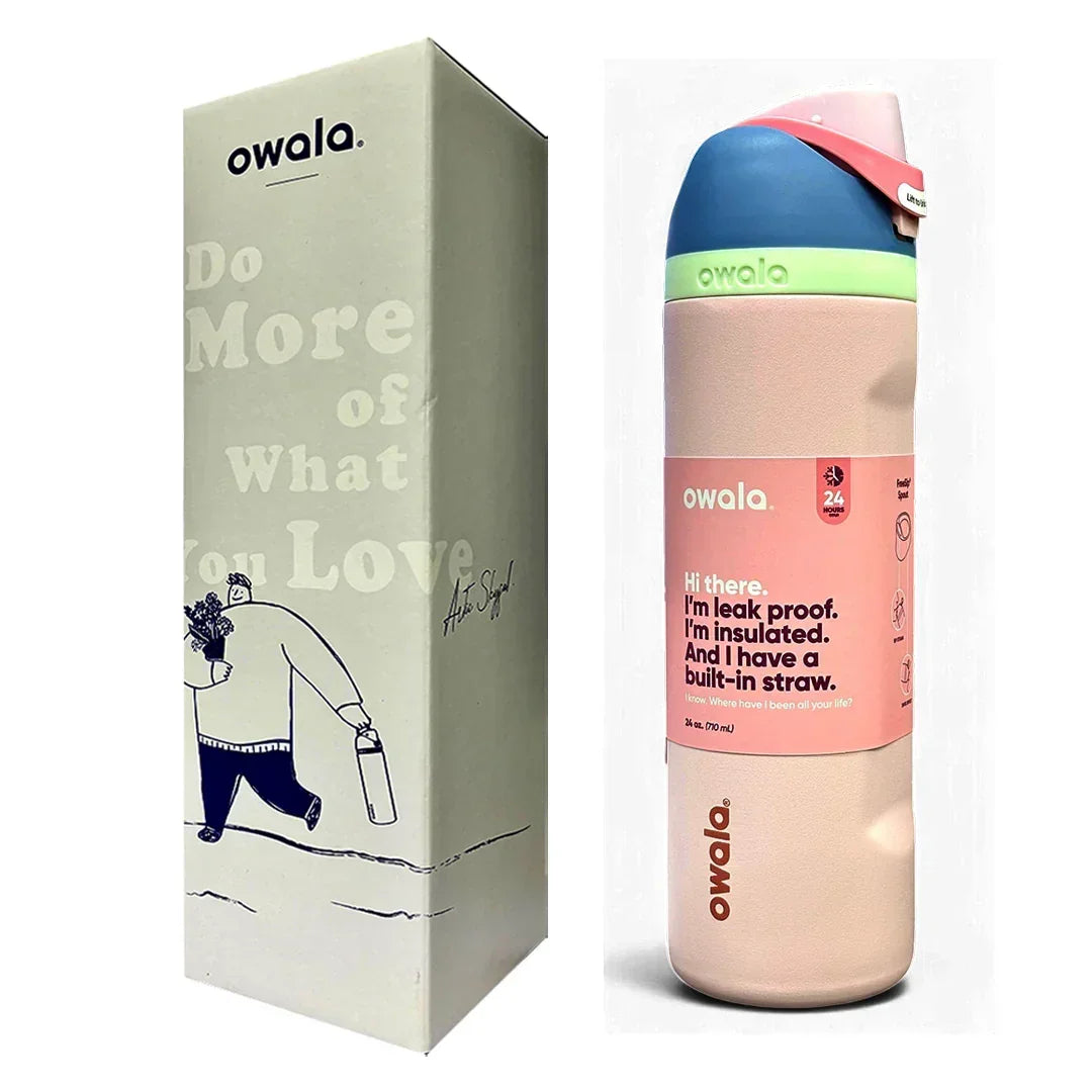Owala FreeSip Insulated Stainless Steel Water Bottle with Straw for Sports, Travel, and School 24 OZ | 710 ML (Light Pink) - Jaiman Toys