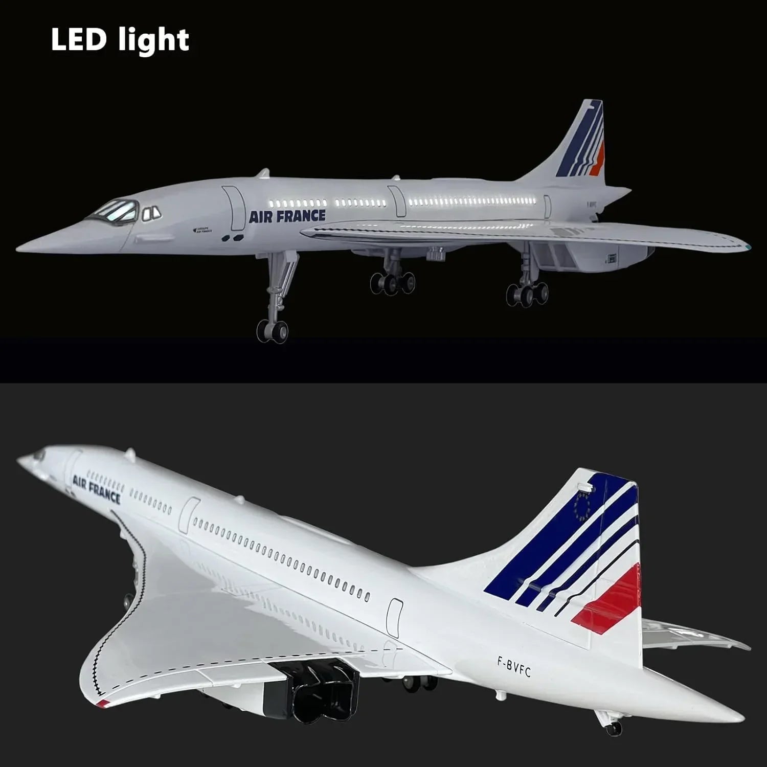 Diecast Airplane Display Model with Light : (Concord France Airways) 46 cm - Jaiman Toys
