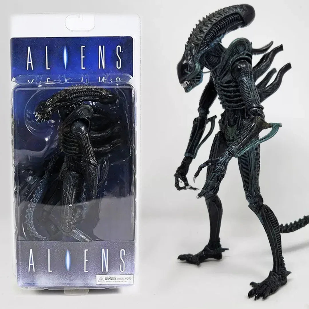 Aliens action figure collectible toy with detailed black exoskeleton, shown in box and displayed