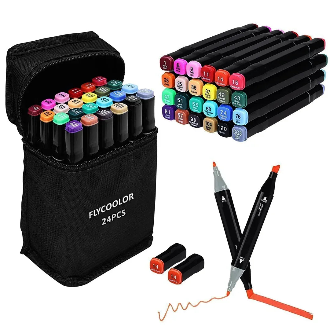 FlyCoolor Superior Twin Marker 3rd Generation Colour Set (24 Pcs) - Jaiman Toys