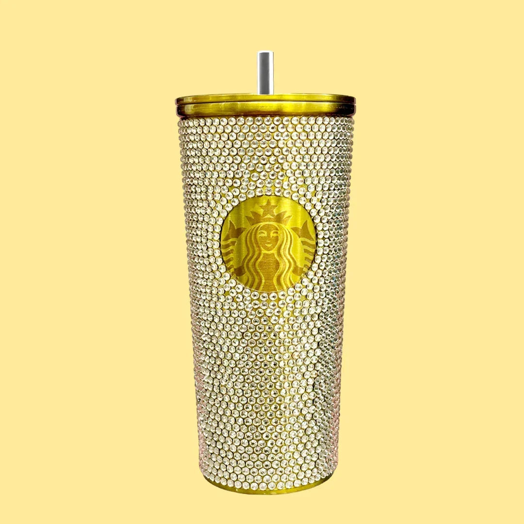 Starbucks Rhinestone Emerald Stainless Tumbler The Ultimate Valentine’s Gift 24 OZ | 510 ML (Golden) - Jaiman Toys