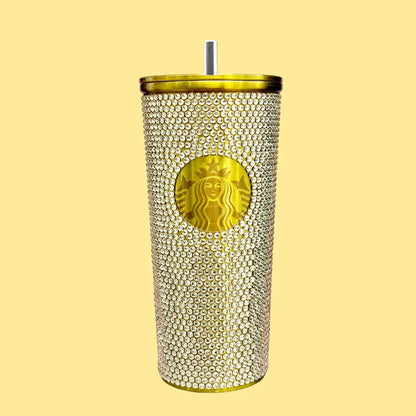 Starbucks Rhinestone Emerald Stainless Tumbler The Ultimate Valentine’s Gift 24 OZ | 510 ML (Golden) - Jaiman Toys