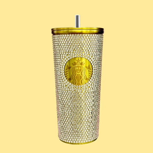 Starbucks Rhinestone Emerald Stainless Tumbler The Ultimate Valentine’s Gift 24 OZ | 510 ML (Golden) - Jaiman Toys