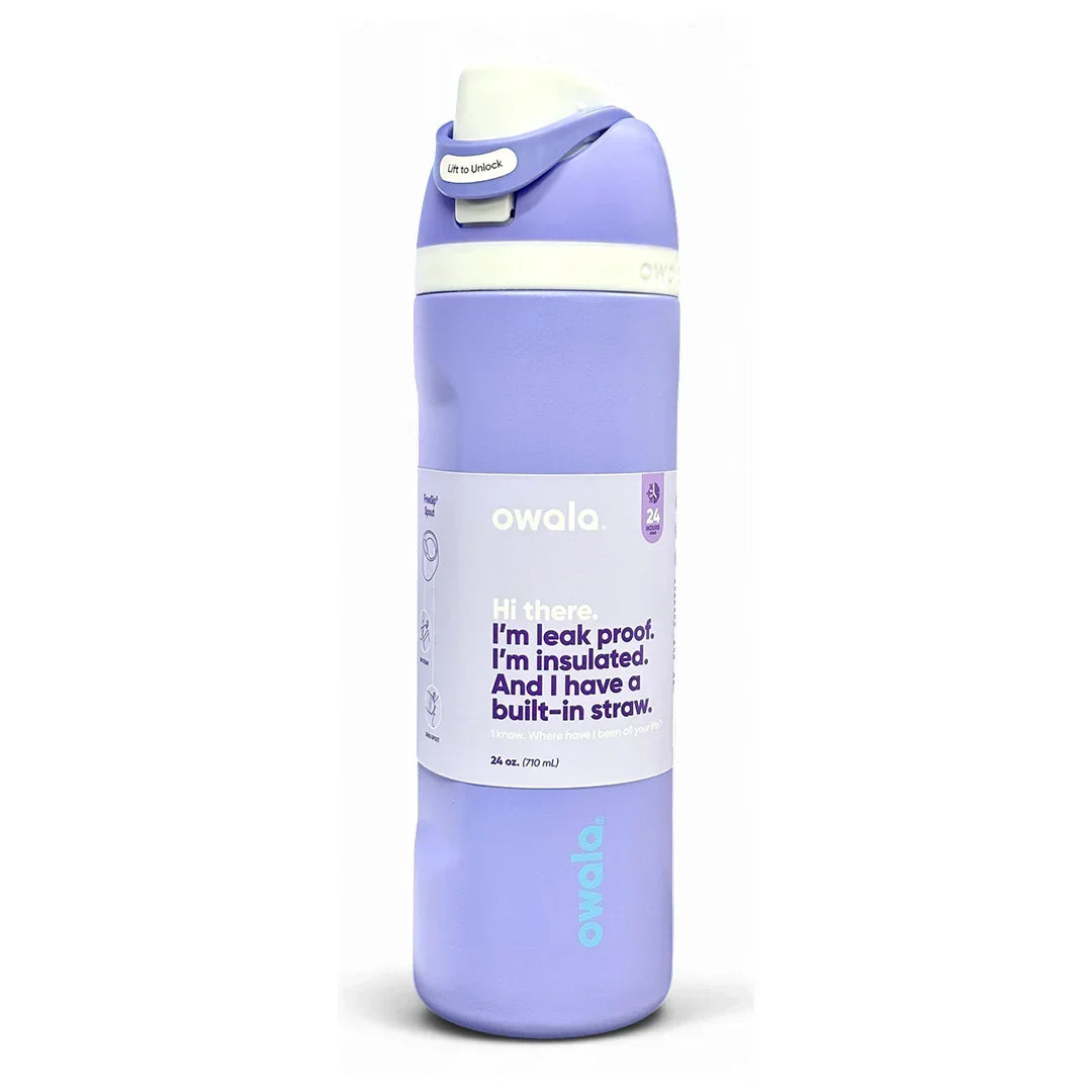Owala FreeSip Insulated Stainless Steel Water Bottle with Straw for Sports, Travel, and School 24 OZ | 710 ML (Purple) - Jaiman Toys