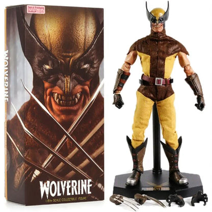 Wolverine action figure collectible with box, accessories, and display stand