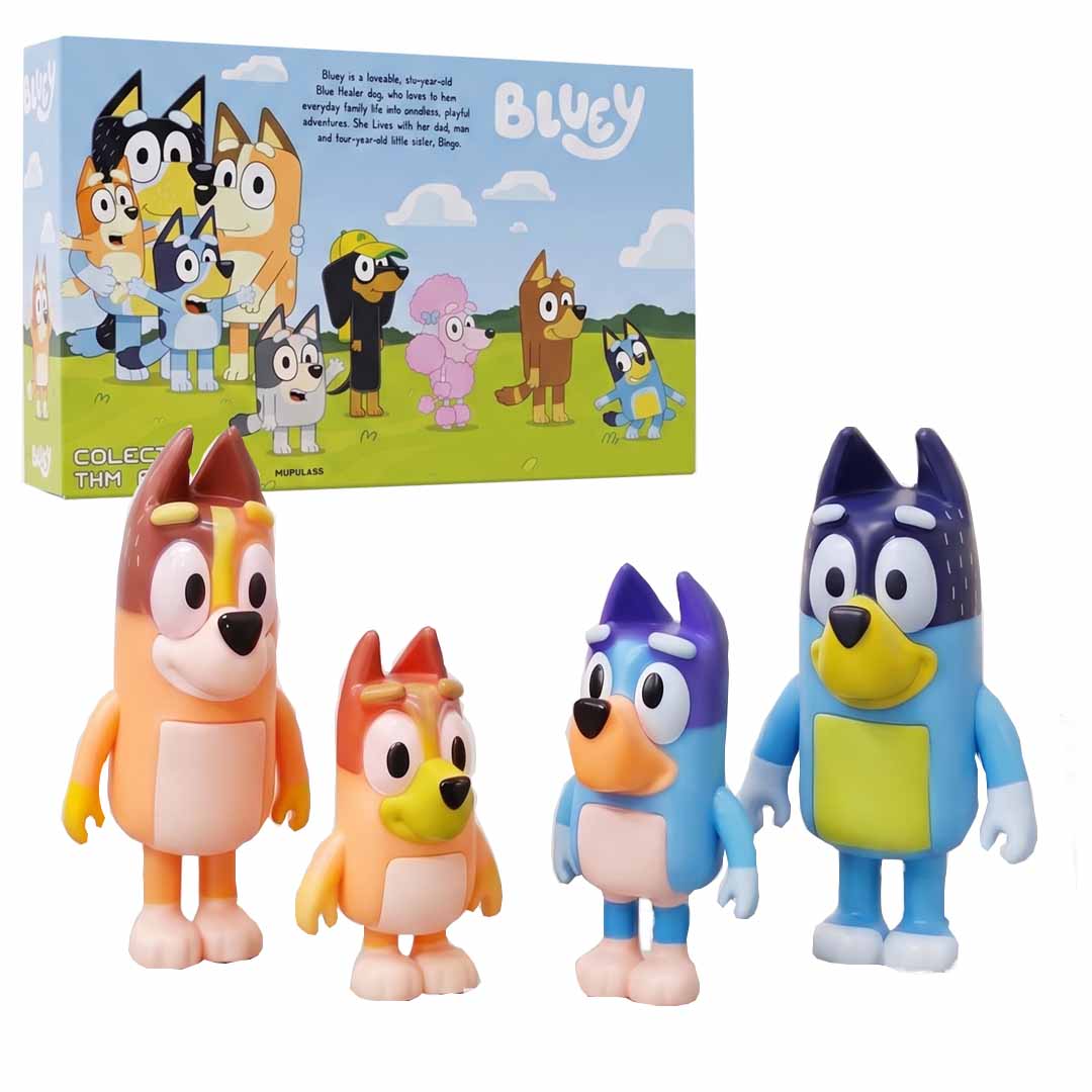 Bluey Family Figure Set – Bluey, Bingo & Friends Character Toys for Kids | Collectible Cartoon Playset