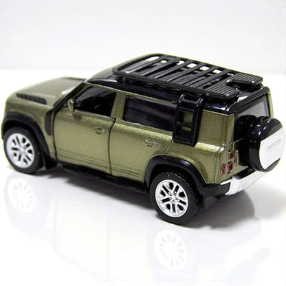 MSZ 1:42 Land Rover Defender 110 Die-Cast Model Car – Metallic Olive Green Pull Back with Openable Doors (67702)