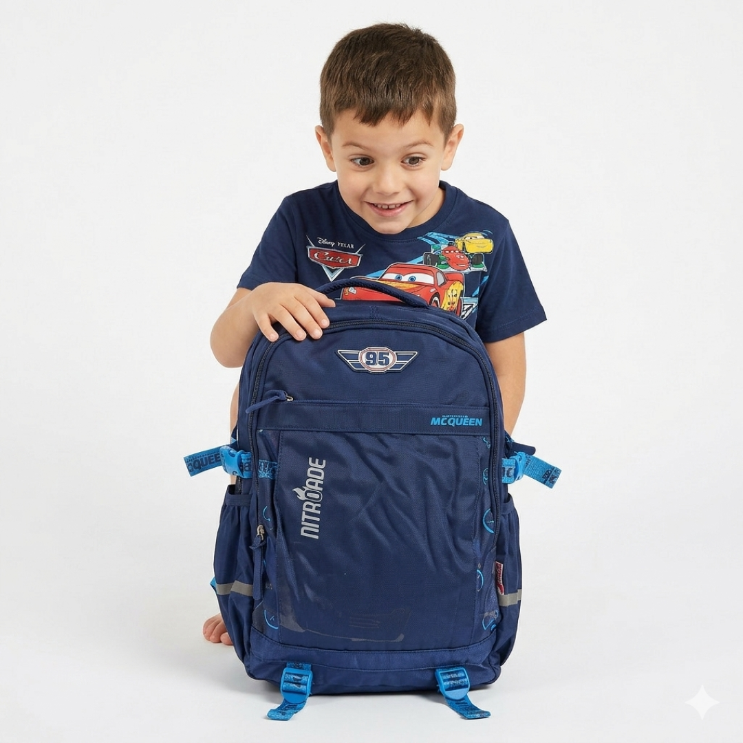 Pixar Cars School Backpack for Kids – Nitroade Lightning McQueen School Bag |18Inch Large Kids Backpack