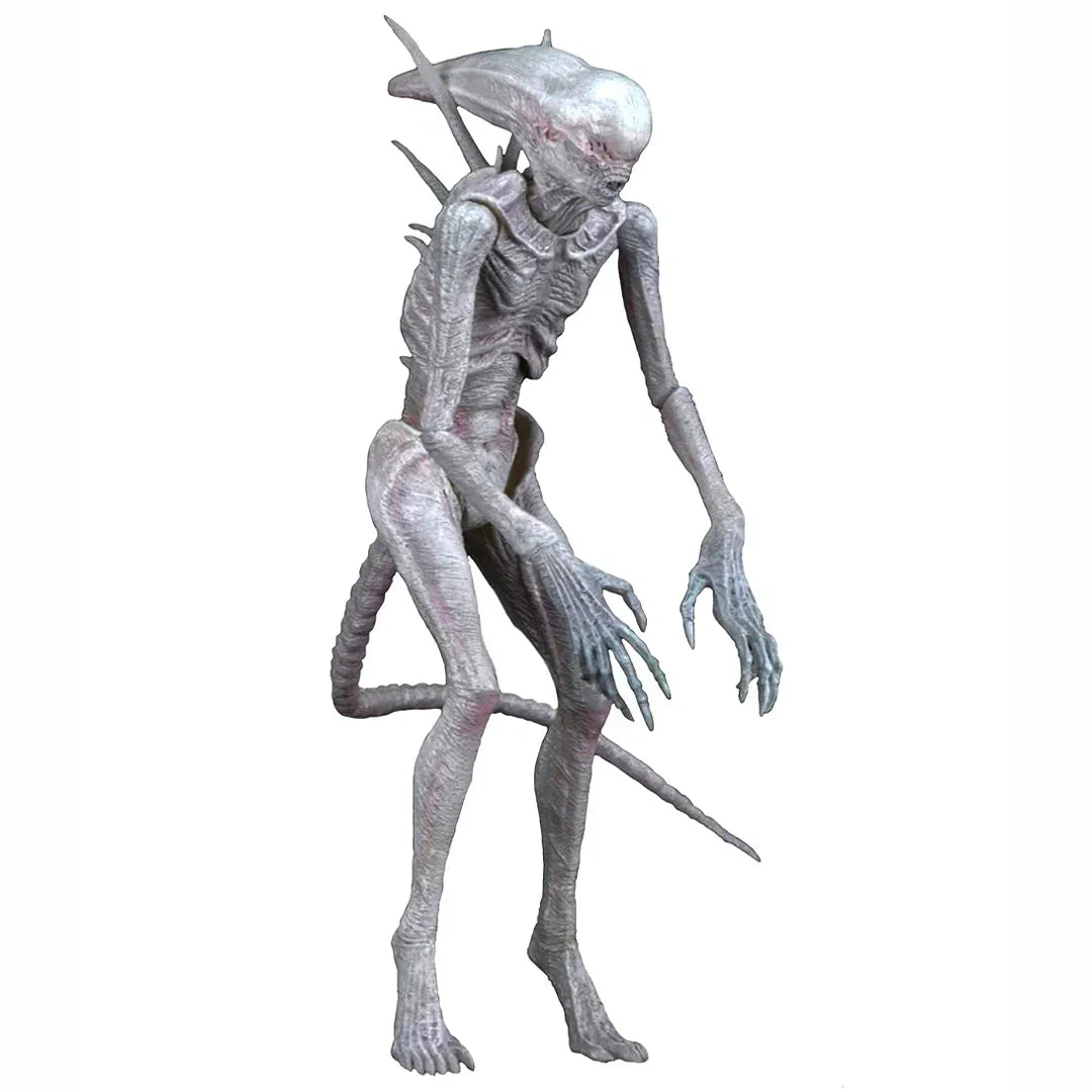 Alien collectible action figure with elongated head, detailed sculpt and long tail on white background