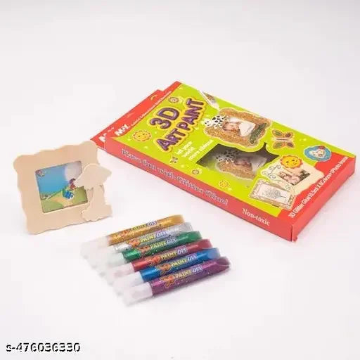 3D Art Paint Kit – Glitter Glue Painting Set with Wooden Frame, Safe & Non-Toxic, For school, kids - Jaiman Toys