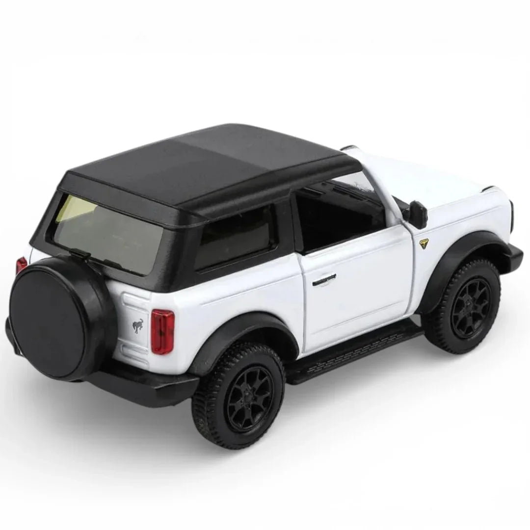 RMZ City 1:36 Ford Bronco Badlands 2dr Diecast Car Model – White | Openable Doors, Sound & Light