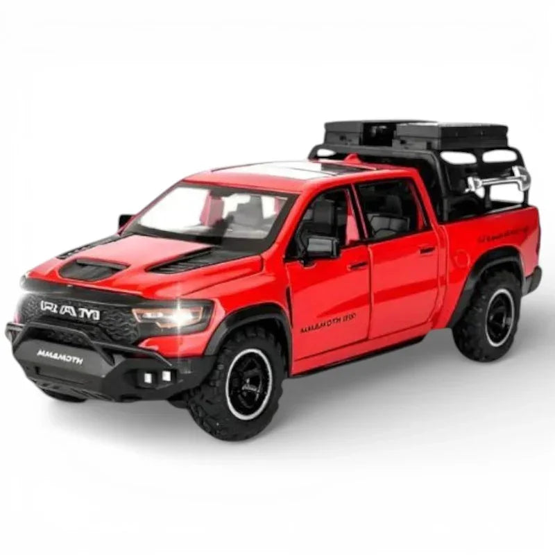 JOY JUNCTION 1:32 RAM Mammoth Pickup Truck Diecast Model – Alloy Metal Pullback Car with Openable Doors | Collector’s Edition