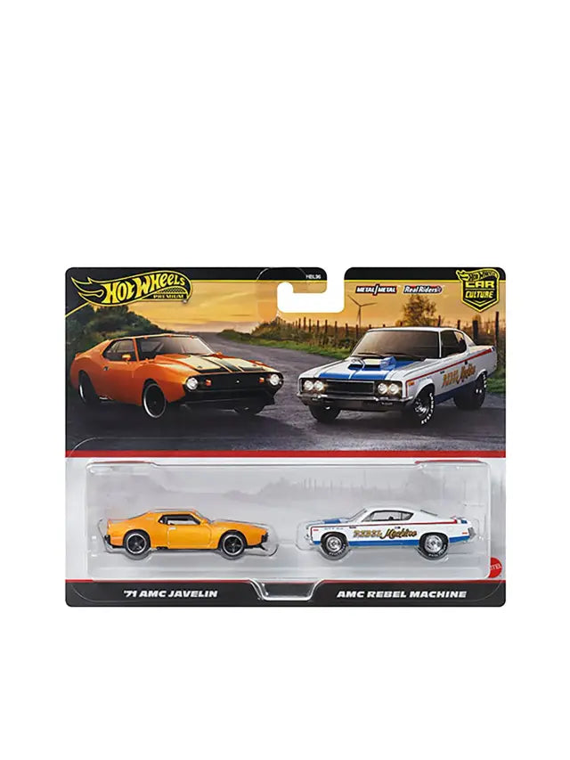 Hot Wheels Car Culture 2-Car Premium Set Diecast Collection | Morris Mini & Austin Mini Pickup | AMC Javelin & Rebel Machine | Nissan 180SX Type X & Nissan SilEighty | 1:64 Scale Collectible-  Set of 3  - Ages 3+