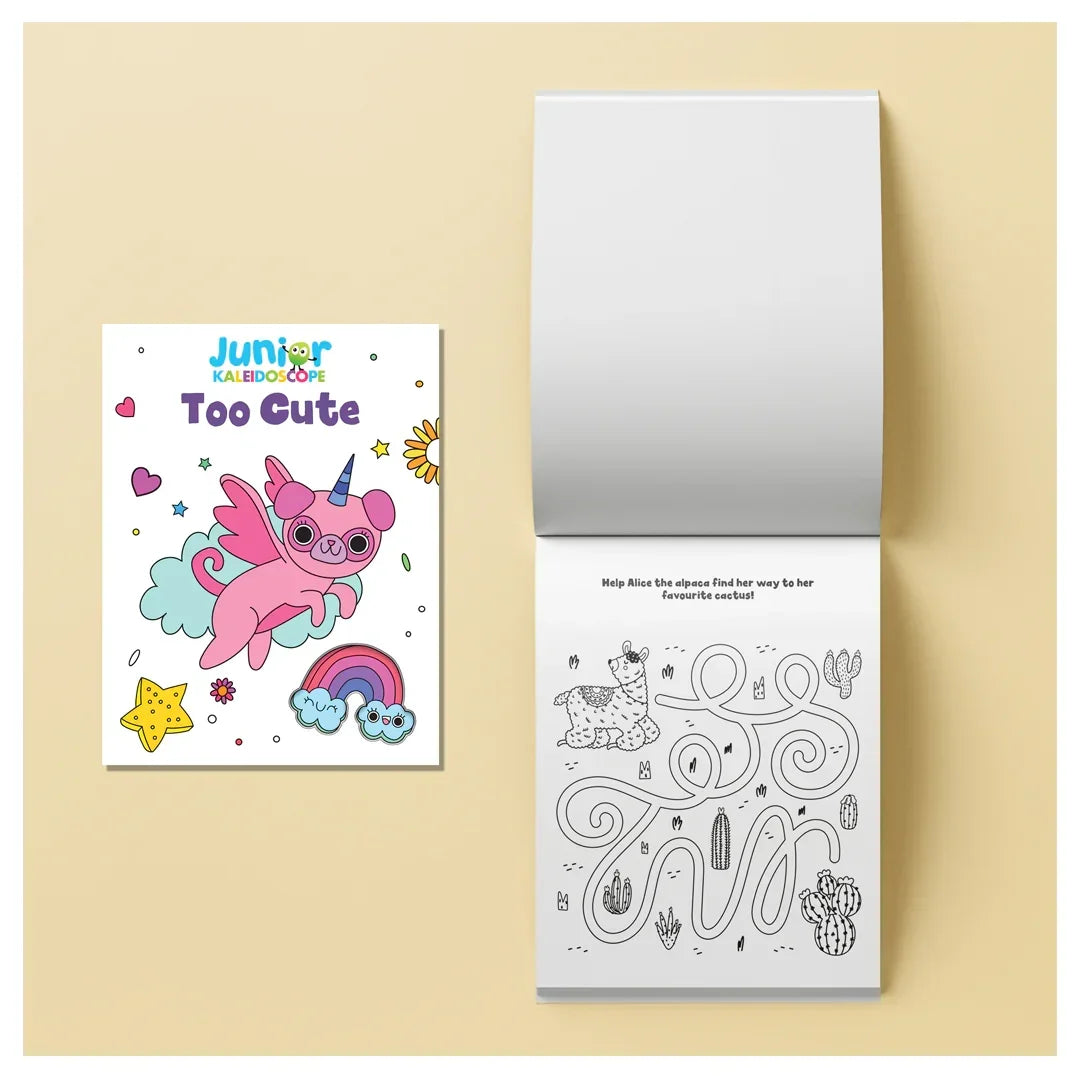 Junior Kaleidoscope Too Cute Colouring Kit- 50 Stickers and 5 Markers Age 3+ - Jaiman Toys