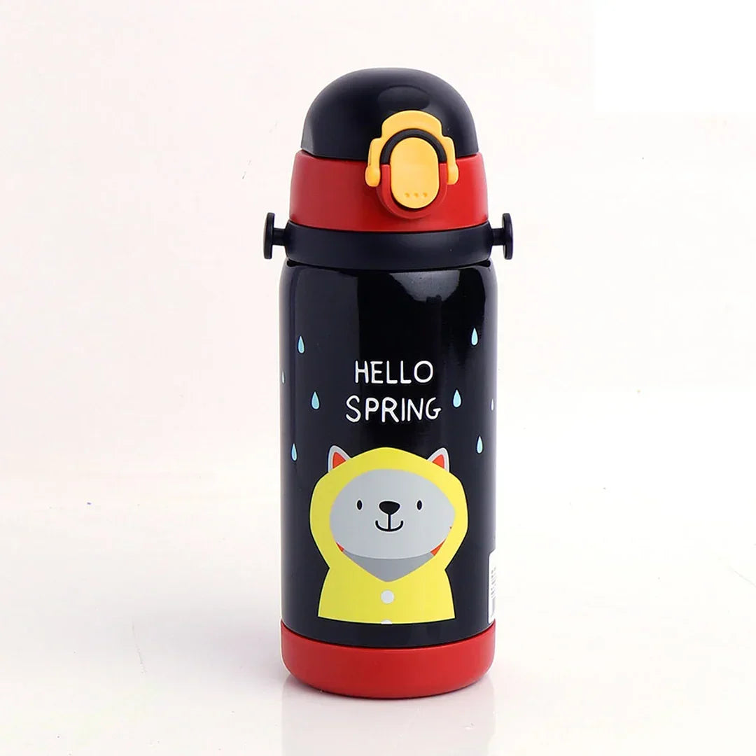 Cool DI GIBO Vacuum Insulated Water Bottle With Straw 450 ML (Black) - Jaiman Toys