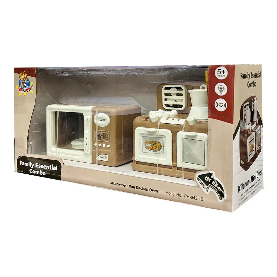 Pablo Honey Mini Microwave, Kitchen Oven Household Play Set (Brown) - Jaiman Toys