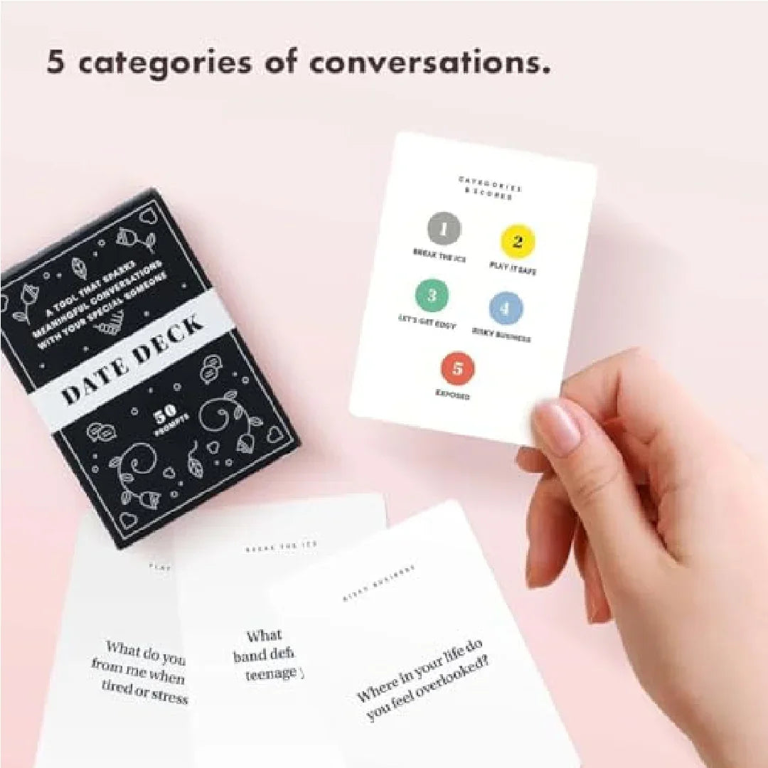 Date Deck: Ignite Meaningful Conversations & Connection (50 Prompts) Age 18+ - Jaiman Toys