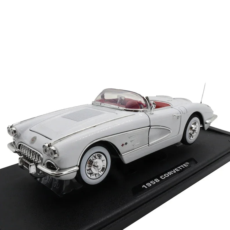 1958 Chevrolet Corvette White 1:18 Diecast Car Model - Jaiman Toys
