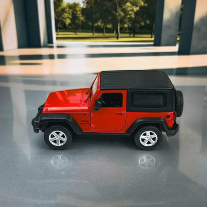 MSZ 1:32 Jeep Wrangler Die-Cast Model Car – Red | Pull Back Toy with Openable Doors, Light & Sound (68331)