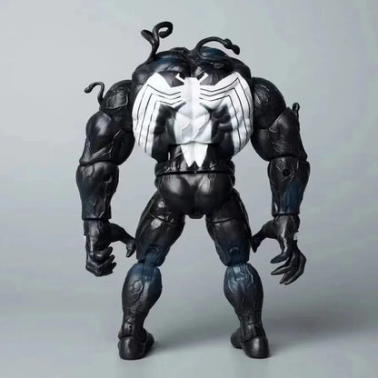 Black action figure with white spider emblem, muscular build, tentacle details, rear view