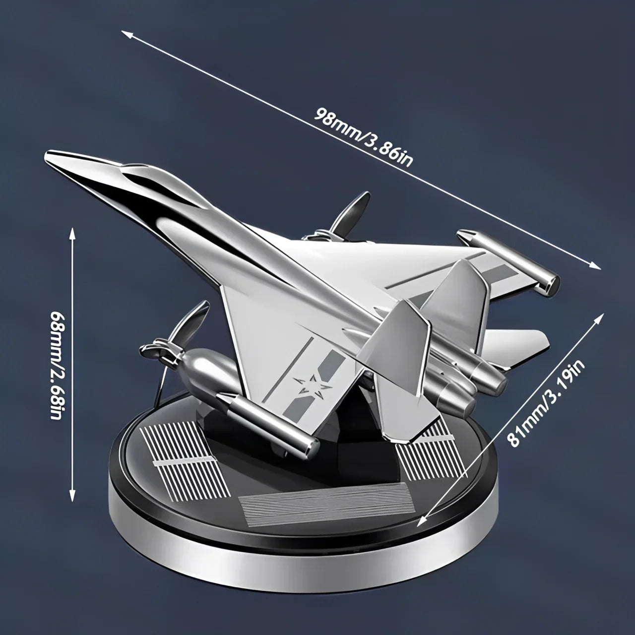 Car Air Freshener Fighter Aeroplane Perfume Solar Power Plane Diffuser Aluminum Airplane Fragrance Aircraft Dashboard Perfume with Refills - Jaiman Toys